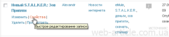 Свойства записи в WordPress