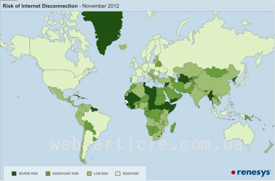 карта нажёжности интернета